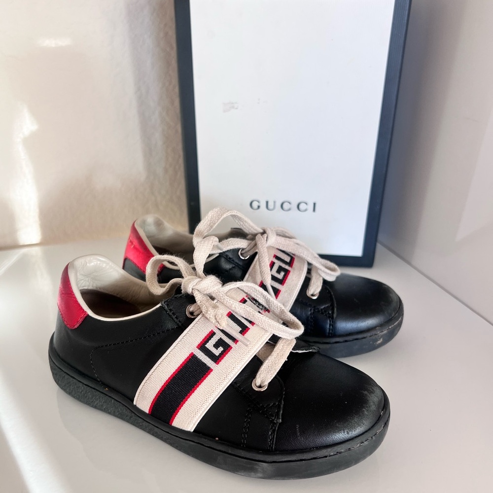 Gucci Kids Black and Red Sneakers